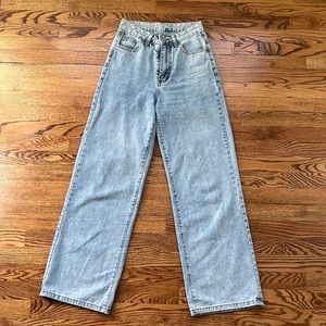 High Rise Straight Leg Blue Jeans